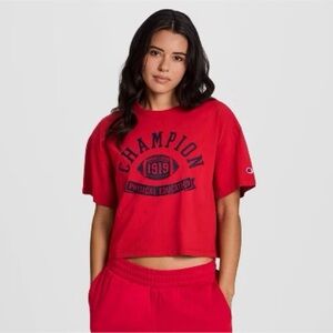Champion Women's Short Sleeve Cropped T-Shirt - Red All Sizes